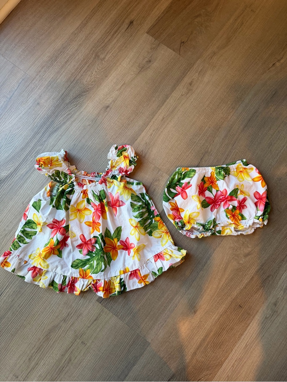 RJC Sportswear Baby Girls White Floral Sundress & Bloomers Set